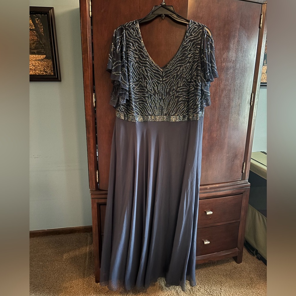 J Kara Navy formal  Dress with Silver Embellishments